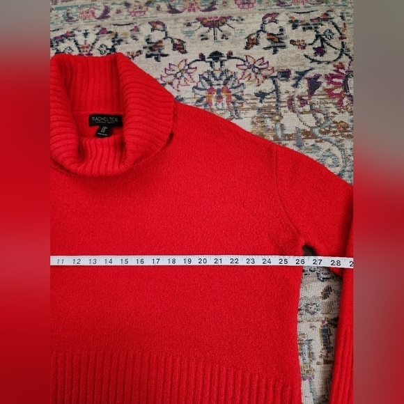 Rachel Zoe Red Knit Turtleneck Sweater Oversized Long Sleeve, sz MD - Picture 10 of 12